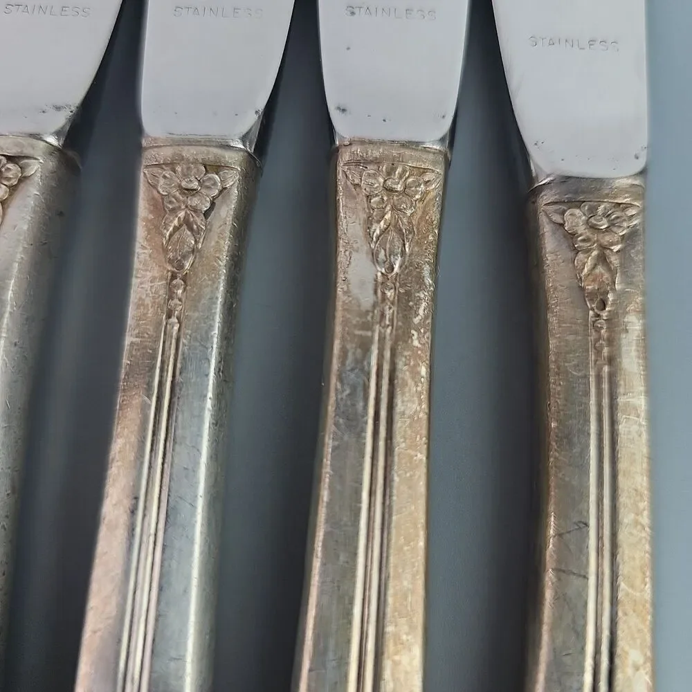 Oneida PLANTATION Silver Plate Dinner Knives 1881 Rogers Silverware 1948 Set